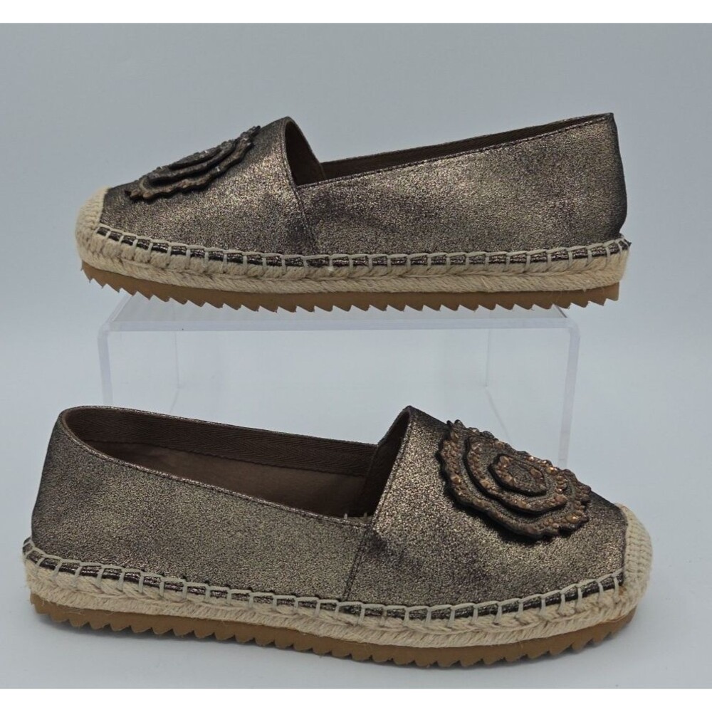 Karl Lagerfeld Size 6 Gold Metallic Embellished Espadrilles Abby Womens EUC